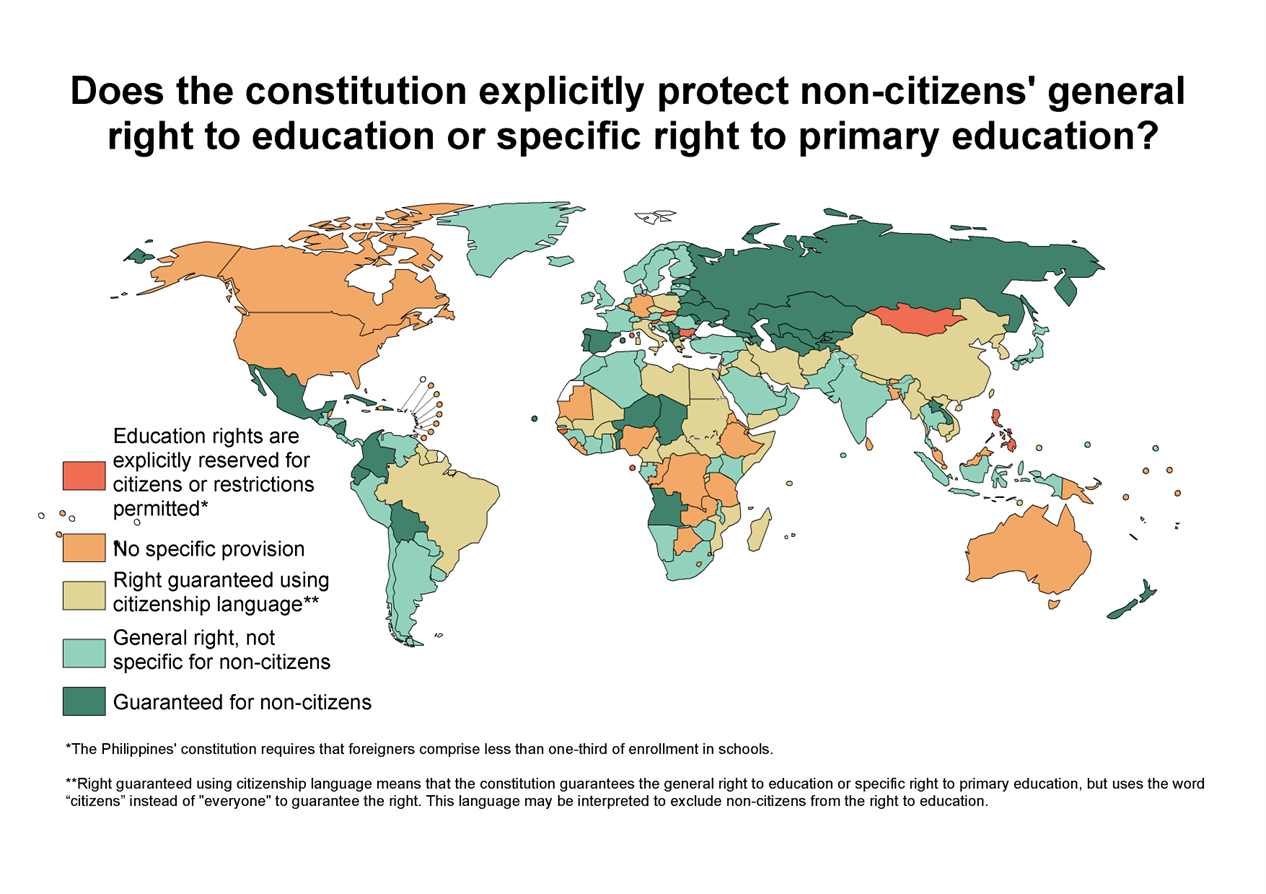 Map: Access to primary education for migrants