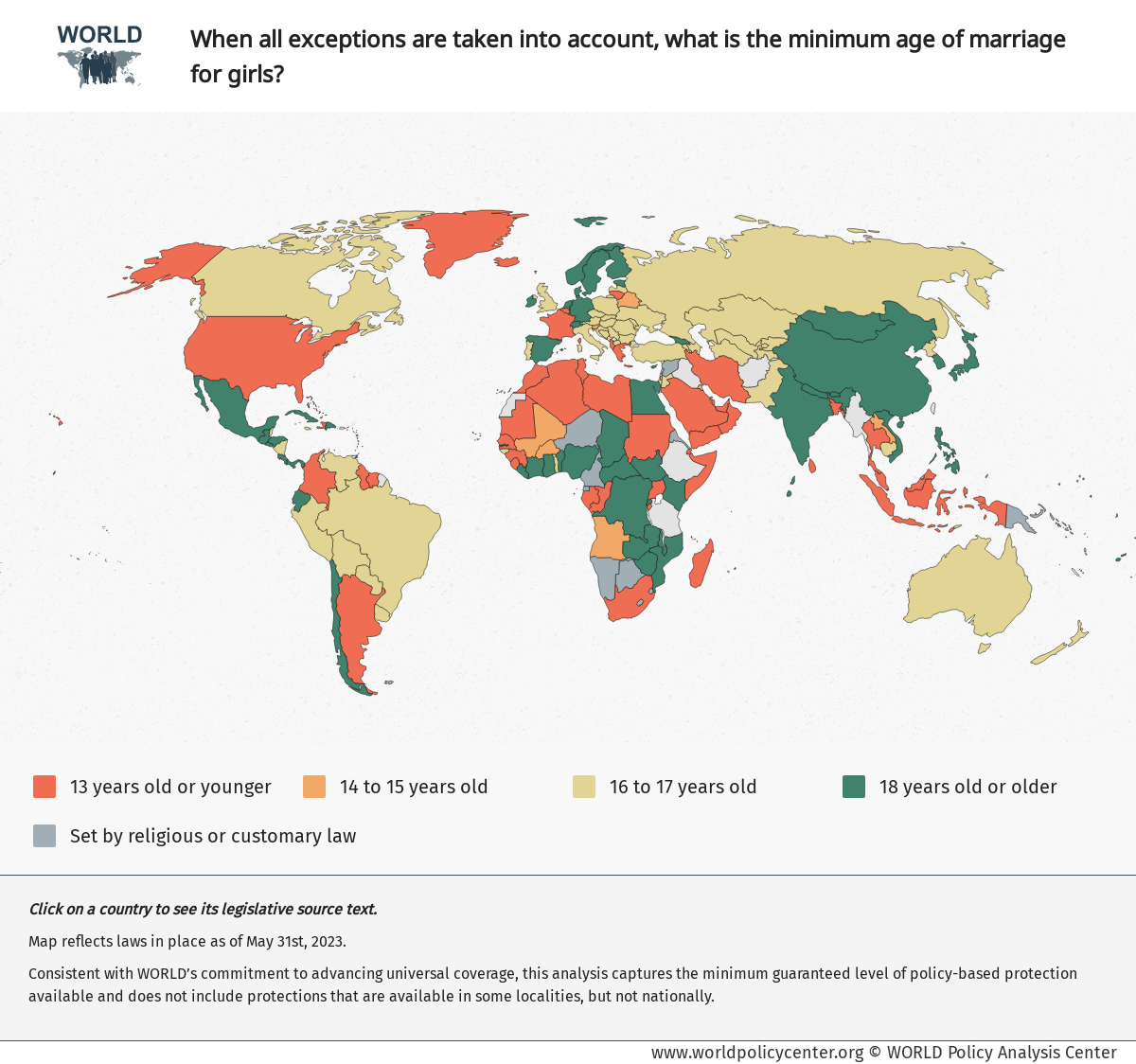 Minimum Age Map WORLD Policy Analysis Center